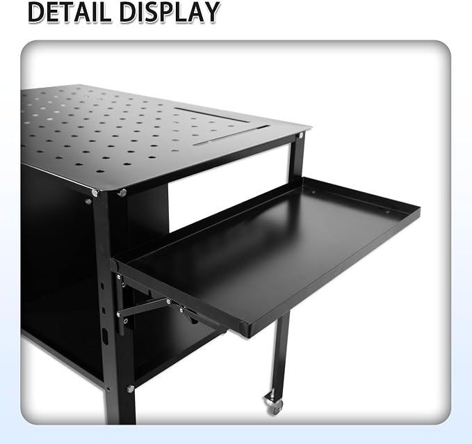 Portable Welding Table with Foldable Side Panels, Mobile Workbench Cart with - Image 9