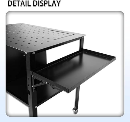 Portable Welding Table with Foldable Side Panels, Mobile Workbench Cart with - Image 9