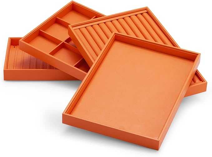Oirlv Luxury Leather Ring Earring Organizer Tray Stackable Jewelry Display Tray - Image 4