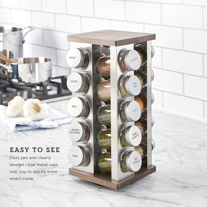 Kamenstein 20 Jar Vintage Revolving Countertop Spice Rack Organizer - Image 5