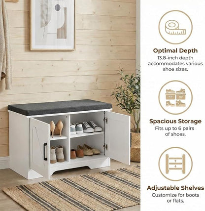 HOMSHO Farmhouse Shoe Storage Bench - Image 5