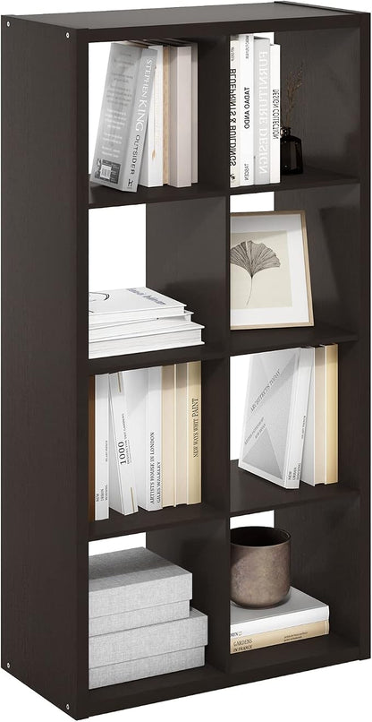 Furinno CUBICLE 8-Cube Book Shelf, Extra Thick Frame Bookshelf, Dark Oak | by Furinno-FitsYourSpaceFitsYourBudget