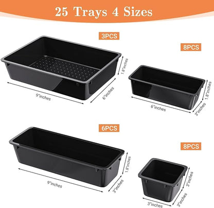 25 PCS Plastic Drawer Organizer Set, 4-Size Versatile Organizer Trays & storage - Image 2