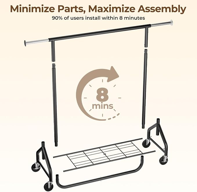 Heavy-Duty 450LBS Capacity Metal Clothes Rack，Rolling Clothing Rack - Image 6