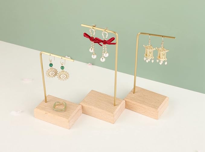 GemeShou 3pcs Beech wooden dangle earring stand holder, hoop earring displays - Image 2