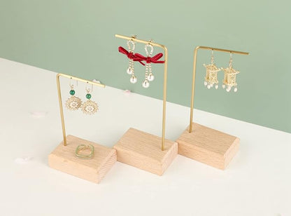 GemeShou 3pcs Beech wooden dangle earring stand holder, hoop earring displays - Image 2