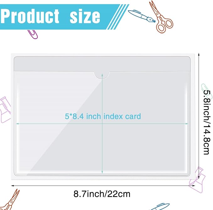 Outus 200 Pack 5 x 8.4 Inch Self Adhesive Label Pockets Bulk Plastic Labels - Image 2