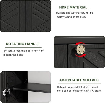 KINYING Outdoor Storage Cabinet Waterproof, 60 Gallon Resin Outdoor Storage Shed - Image 5