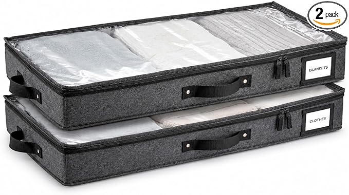 HOMELUX THEORY 2pc Low Profile Under Bed Storage Containers, Thin Under Couch by HomeluxTheory
