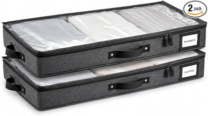 HOMELUX THEORY 2pc Low Profile Under Bed Storage Containers, Thin Under Couch by HomeluxTheory