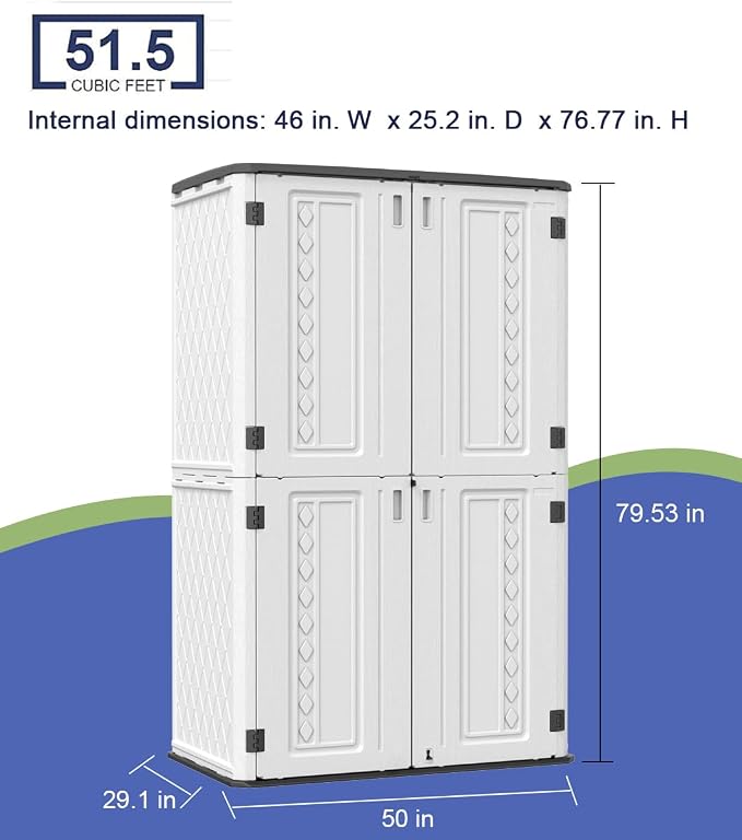 Outdoor Storage Shed, KINYING Outdoor Storage Cabinet Waterproof - Image 7