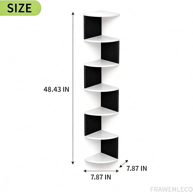 No-Drill Corner Shelf Wall Mount, 7-Tier Floating Corner Bookshelf - Image 7