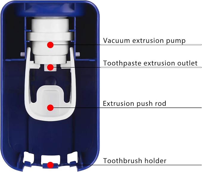 2 Slot Toothbrush Holder and Toothpaste Dispenser Wall Mounted, Automatic - Image 3