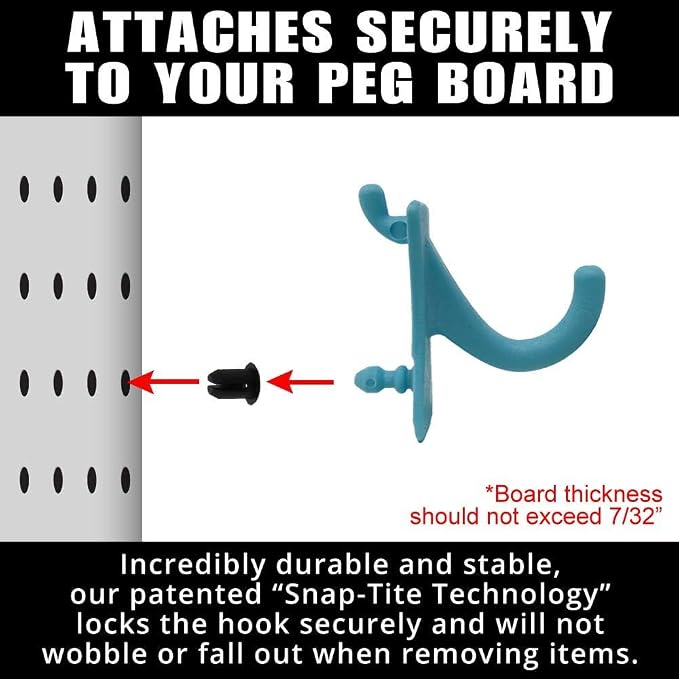 PegPro® J Hooks Kit for Standard “Wood Fiber” pegboard – Durable Plastic - Image 7