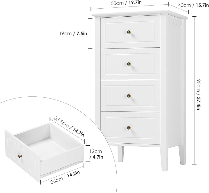 TTVIEW 4 Drawer Dresser, Tall Wood Storage Chest Cabinet - Image 2