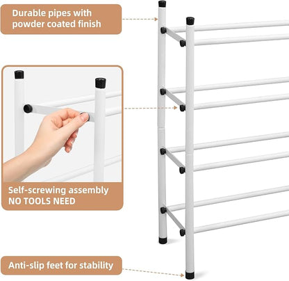STORAGE MANIAC Expandable Shoe Rack, 16 Pairs Stackable Small Shoe Rack - Image 6