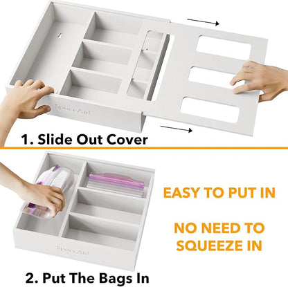 SpaceAid Bag Storage Organizer for Kitchen Drawer, Bamboo Organizer, Compatible - Image 5