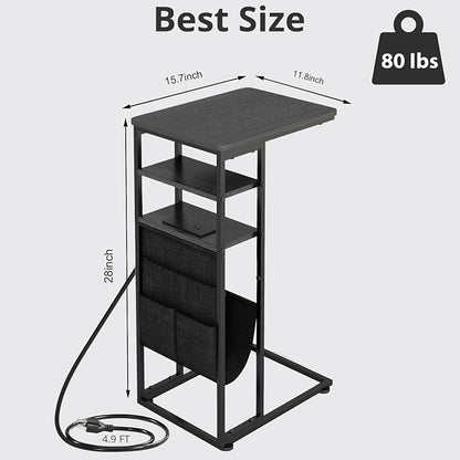 C Shaped End Table with Charging Station, Under Couch Table C-Shaped End Table - Image 3