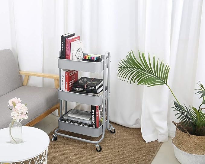 Melody House 3-Tier Metal Mesh Utility Rolling Cart Storage Organization Cart - Image 2