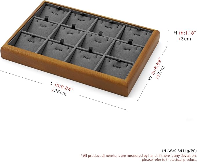 Oirlv Solid Wood 12 Grid Liner Pendant Jewelry Organizer Tray Jewelry Drawer - Image 8