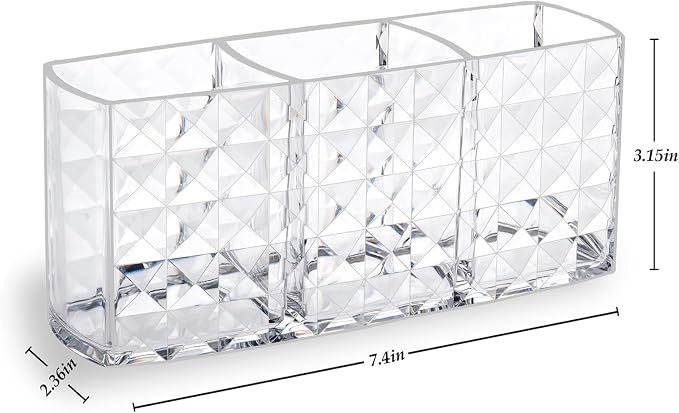 MOSIKER Makeup Brush Holder for Vanity, Acrylic Clear Small Compact Nail Hair - Image 2