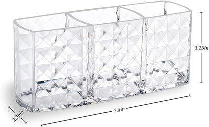 MOSIKER Makeup Brush Holder for Vanity, Acrylic Clear Small Compact Nail Hair - Image 2