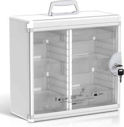 Lockable Medicine Cabinet with 6 Removable Trays, Wall Mounted & Portable by Glosen