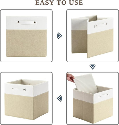 FinishingBo 13x13x13 Storage Cube Bins 4 Pack, Cube Shelf Baskets | Foldable - Image 4