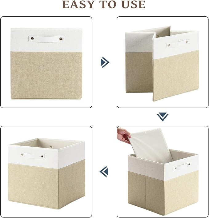FinishingBo 13x13x13 Storage Cube Bins 6 Pack, Cube Shelf Baskets | Foldable - Image 4