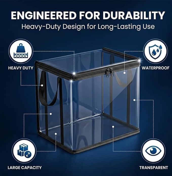 3 Pack Large Clear Thick Plastic Storage Box - Image 7