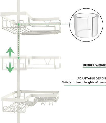 DAOYA Corner Shower Caddy Tension Pole, 4-Tier Adjustable Corner Shower Caddy - Image 2