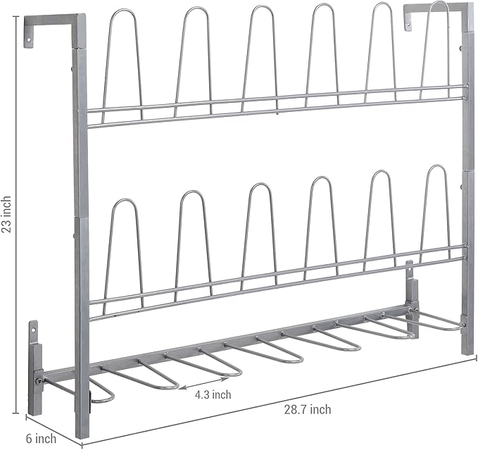 MyGift Premium Silver Metal Hanging Wall Shoe Rack - Image 6