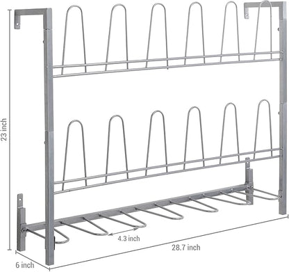 MyGift Premium Silver Metal Hanging Wall Shoe Rack - Image 6