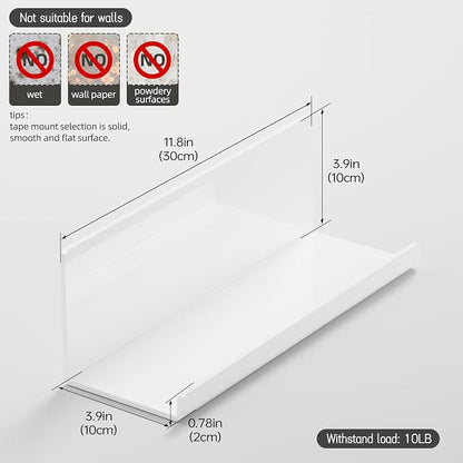 PAVSTINE Acrylic Wall Floating Shelves Set of 2, Wall Shelves White 12 Inch - Image 3