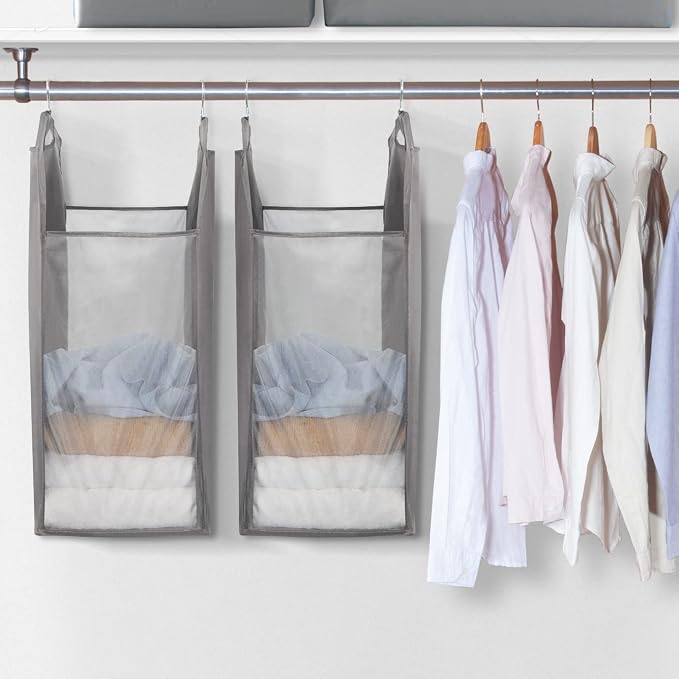 STORAGE MANIAC 2-Pack Hanging Laundry Hamper, Front See-Through Mesh Bag - Image 2