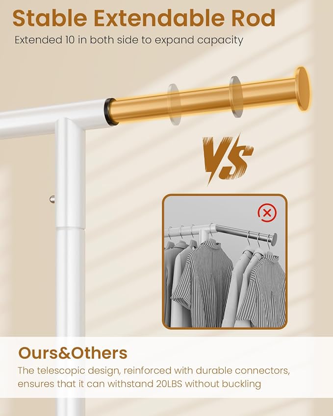 Heavy Duty Clothes Rack, Metal Clothing Rack Load 450 LBS, Rolling Coat Racks - Image 3