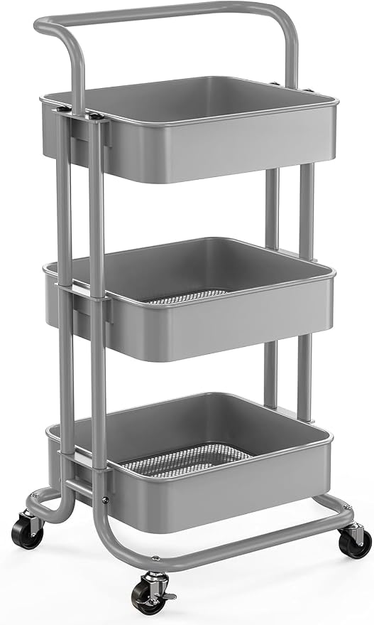 Pipishell 3 Tier Rolling Cart, Metal Utility Cart by Pipishell