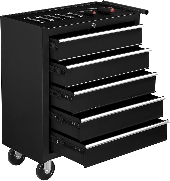 TUFFIOM 5-Drawer Rolling Tool Chest w/Drawers & Lock, Tool Storage Cabinet - Image 8