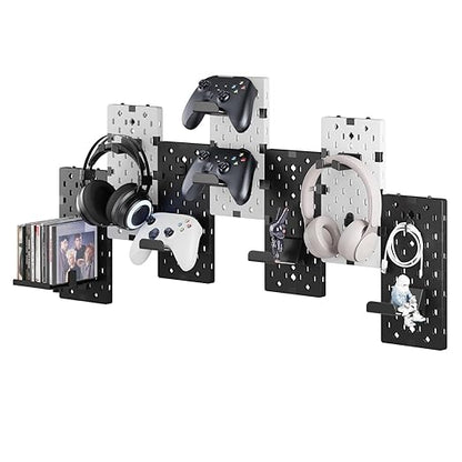 PEGZONE Controller and Headphone Holder Wall Mount, Modular Gaming Pegboard by Pegzone