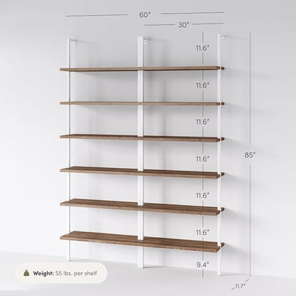 Nathan James Theo 6-Shelf Tall Bookcase, Wall Mount Bookshelf - Image 2