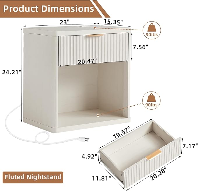 LEYAOYAO Fluted Nightstand - Image 2