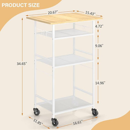 Rolling Kitchen Microwave Cart, 4 Tier Microwave Table Stand - Image 3