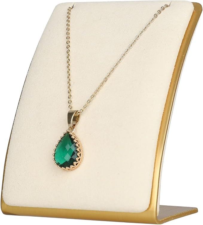 GemeShou Beige Necklace display stand, Velvet Jewelry necklace display holder by GemeShou