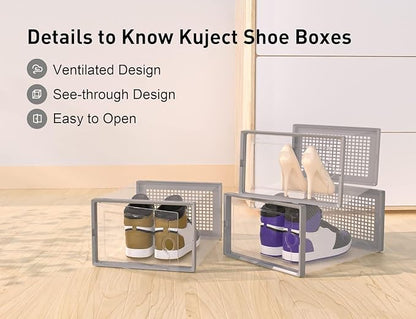 Kuject X-Large Shoe Storage Boxes 12 Pack, Entryway & Under-Bed Storage - Image 4