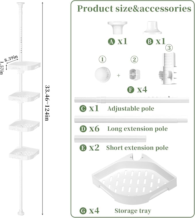 akinbas Tension Pole Shower Caddy Organizer - Image 2