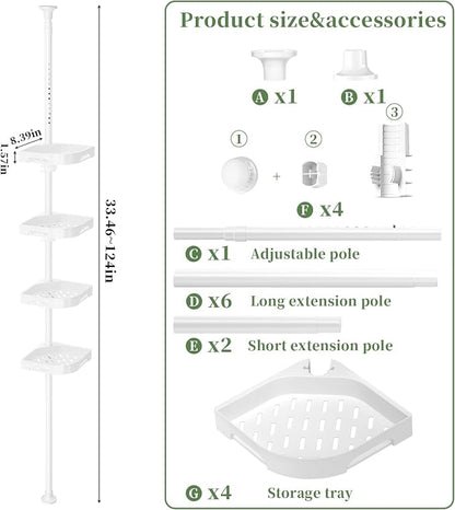 akinbas Tension Pole Shower Caddy Organizer - Image 2