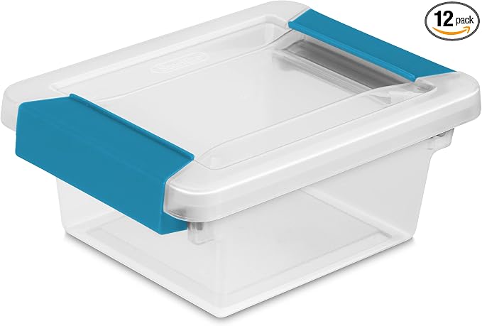 STERILITE Mini Clip Box Clear Base & Lid Aquarium Blue Latches by Sterilite