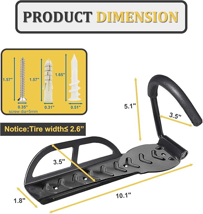Bike Rack for Garage Wall Mount 4 Pack Vertical Bike Hooks Bicycle Hanging - Image 4