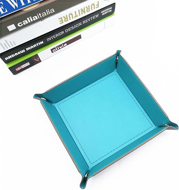 Valet Tray Desktop Storage Organizer – Vegan Leather Catchall Tray Bedside - Image 8