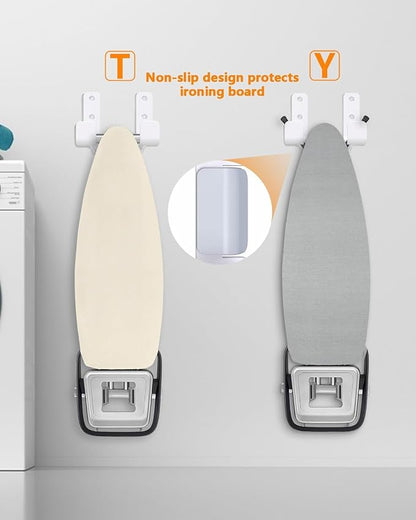Ironing Board Holder Wall Mount White, Stainless Steel Ironing Board Hanger - Image 2